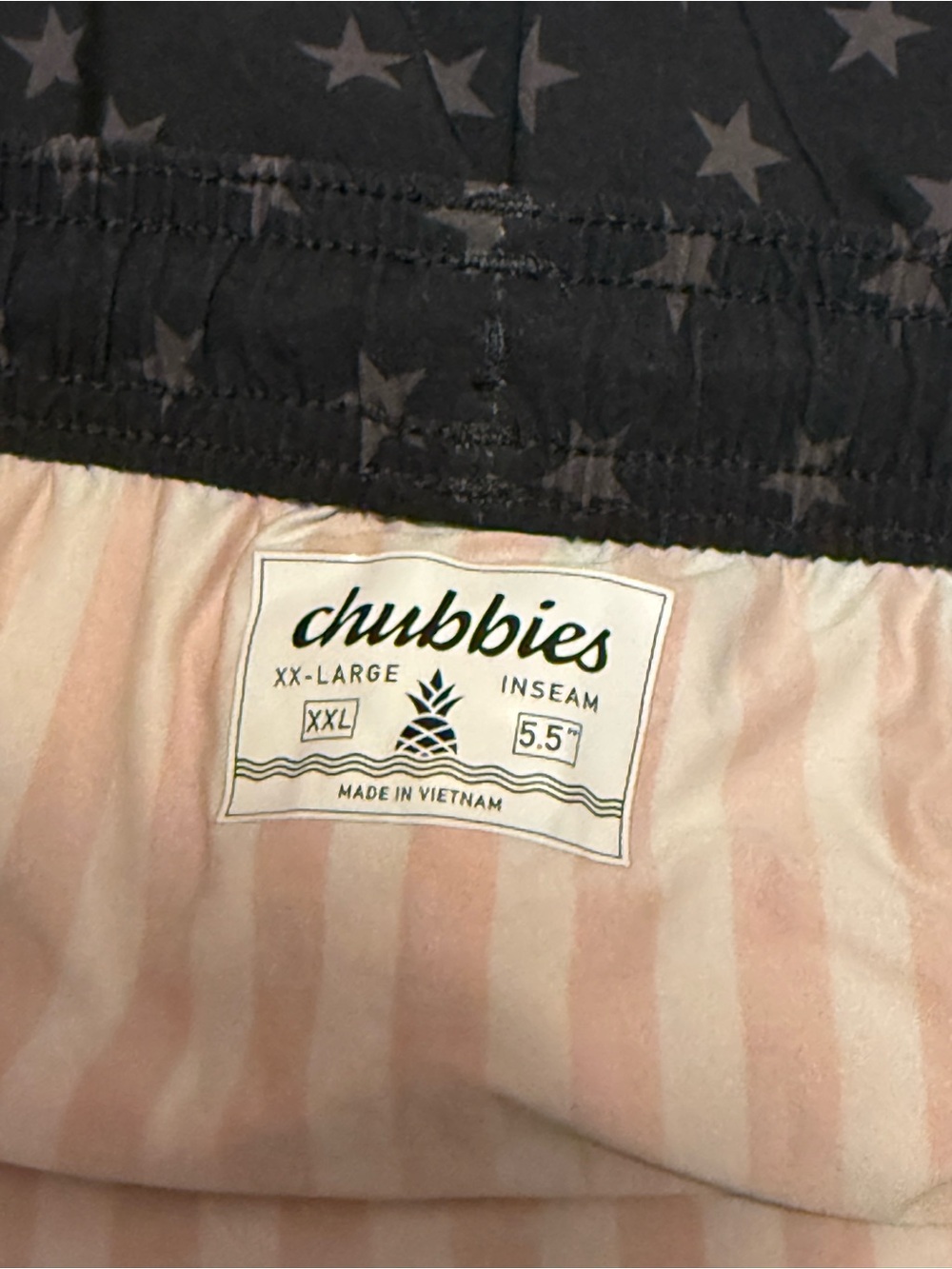 Chubbies Black Star Print Mens Shorts with Stars and Stripes Lining
